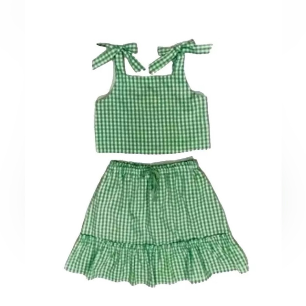gb girls green gingham top ONLY